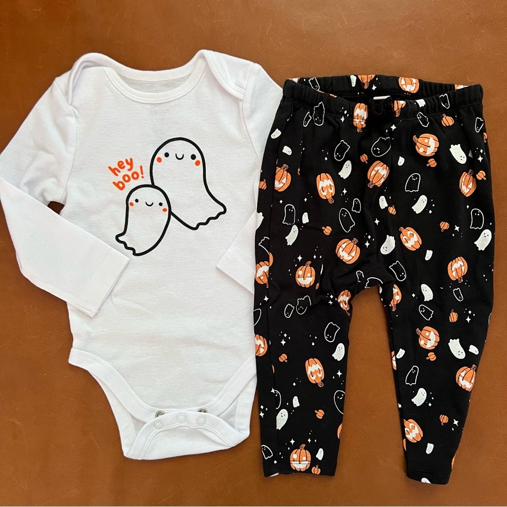 JUMPING BEANS Halloween Ghost and Pumpkin 2pc Set, 12mo